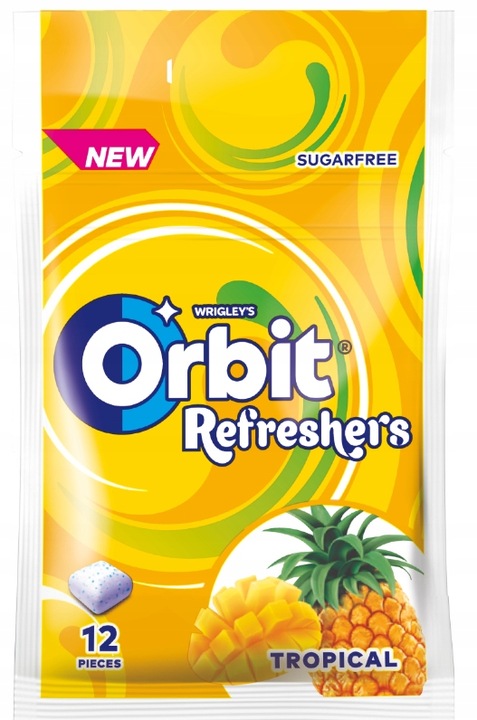 15 x Orbit Refreshers Tropical Guma do żucia bez cukru 26 g