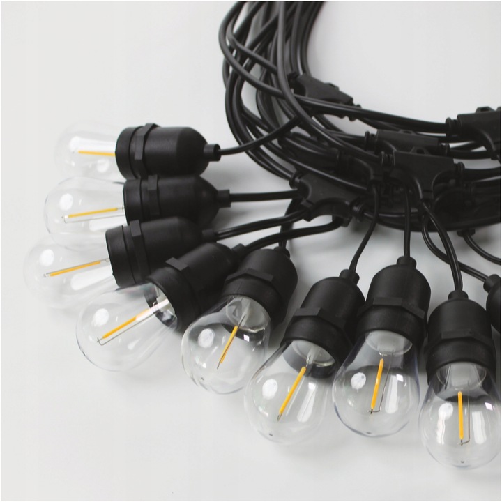 Girlanda Ogrodowa Świetlna 10m + 10x Żarówka LED 1W 2700K Zewnętrzna IP65