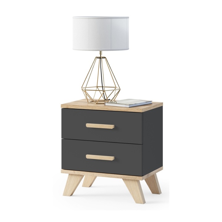 Szafka Nocna Stolik Nocny 45x35cm 2 SZUFLADY do Sypialni Dąb Wotan