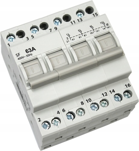 PRZEŁĄCZNIK ZASILANIA SIEĆ-AGREGAT INSTALACYJNY WYBORU 4P 63A 1-0-2