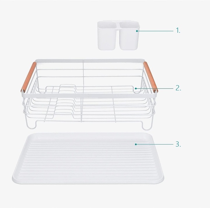 SUSZARKA DO NACZYŃ BIAŁA STOJĄCA OCIEKACZ DUŻA 32 cm x 42,5 cm x 15,5 cm