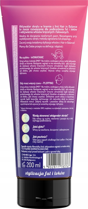Hair in Balance by ONLYBIO Aktywator skrętu w kremie 200ml