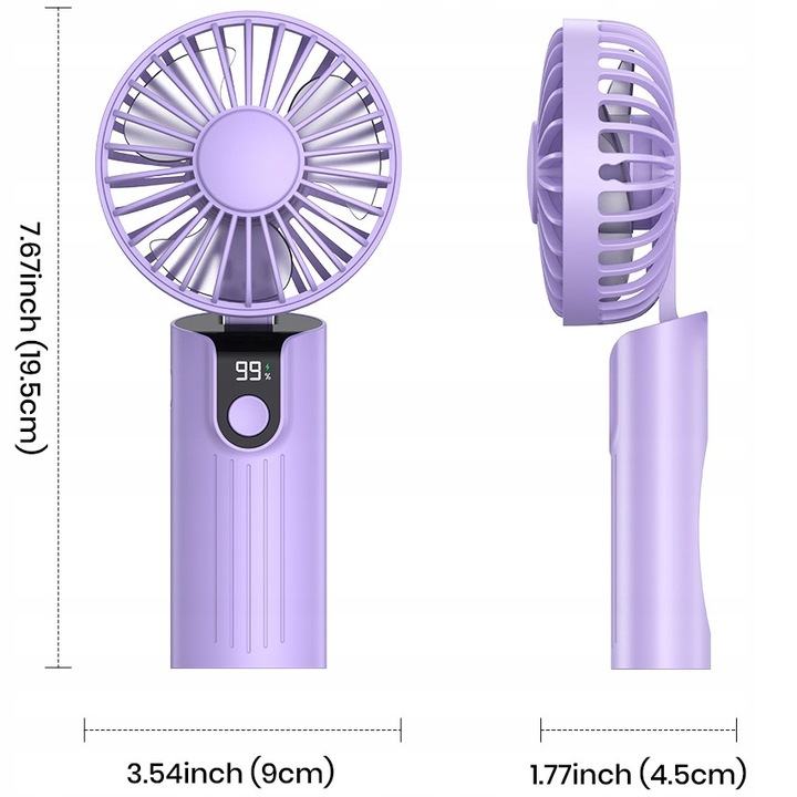 Wiatrak USB Cichy mini wentylator biurkowy ręczny 2400mAh TOPK K38