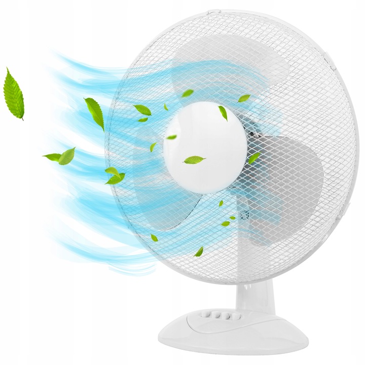 WENTYLATOR BIURKOWY WIATRAK STOJĄCY BIUROWY CICHY MOCNY BIAŁY MAŁY 3 TRYBY