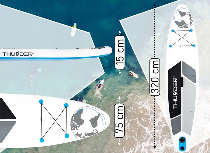 Stabilna DESKA SUP 320CM nadmuchiwana BEZPIECZNA zestaw + krzesełko
