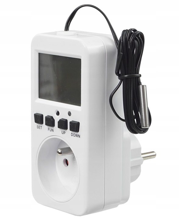 TERMOSTAT TIMER CYFROWY REGULATOR TEMPERATURY GNIAZDO SIECI 230V max. 3680W