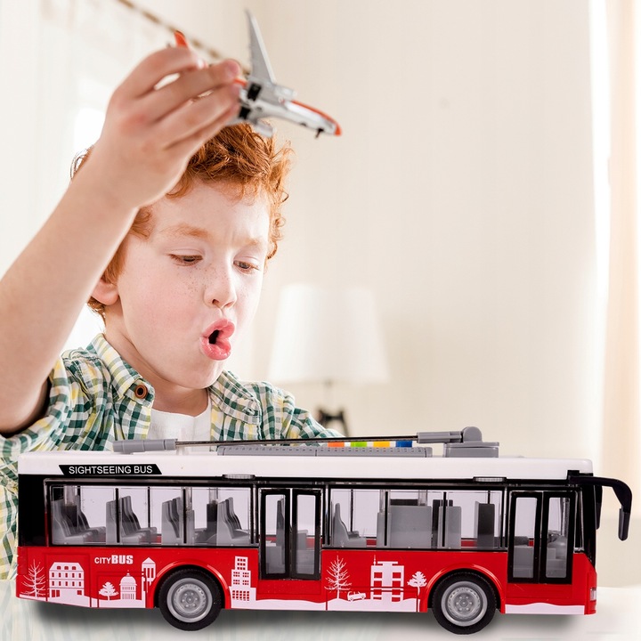 AUTOBUS MIEJSKI INTERAKTYWNY Z NAPĘDEM 1:16 OTWIERANE DRZWI DLA DZIECI