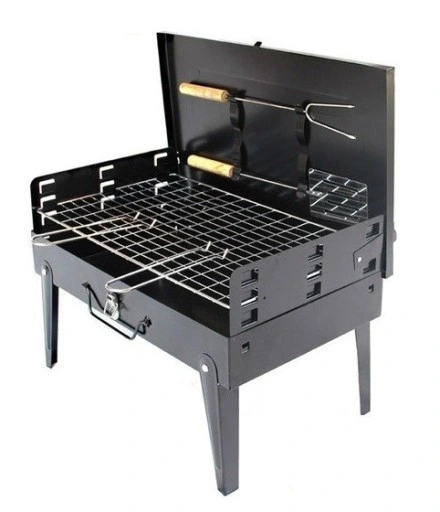 GRILL WĘGLOWY OGRODOWY PRZENOŚNY TURYSTYCZNY WALIZKA + RUSZT + AKCESORIA