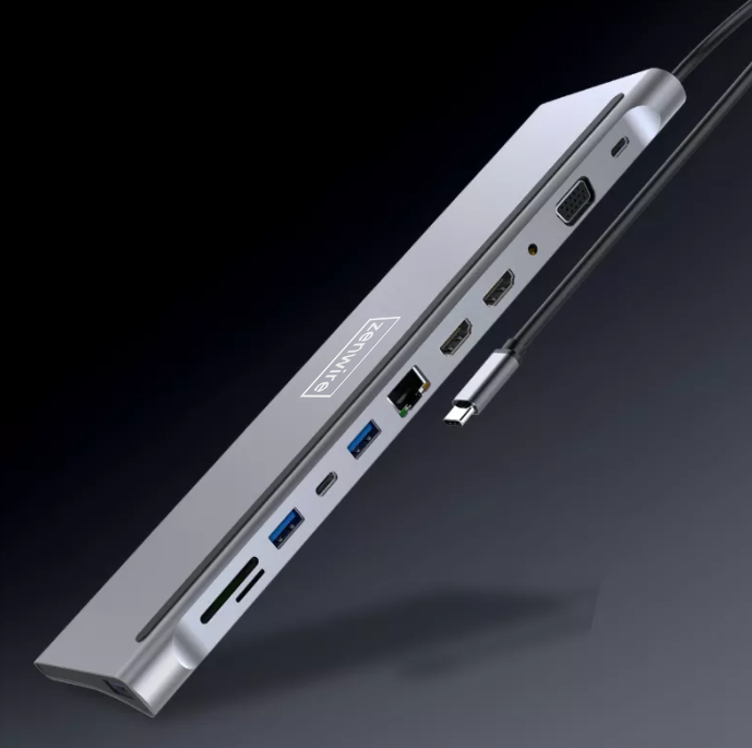 STACJA DOKUJĄCA HUB ADAPTER USB-C 12w1 RJ45 2x HDMI 4K ETHERNET VGA USB 3.0