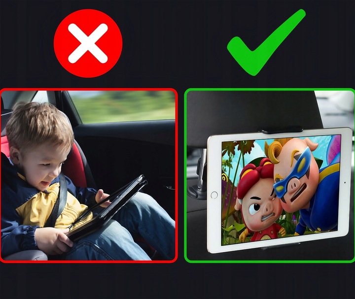 UCHWYT DO SAMOCHODU NA TELEFON TABLET na ZAGŁÓWEK REGULOWANY WYTRZYMAŁY 360
