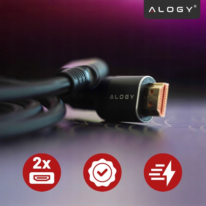 Kabel Przewód HDMI mocny gruby - HDMI 2.1 8K 4K eARC ALOGY PREMIUM 2m
