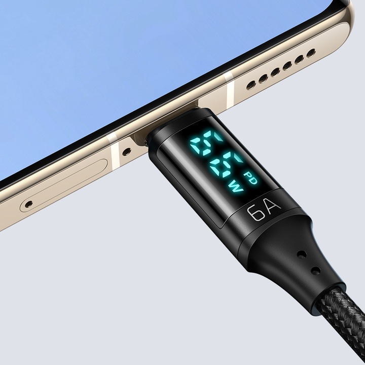 MCDODO KABEL Z WYŚWIETLACZEM USB-C SZYBKIE ŁADOWANIE USB TYP C 5A 66W 1M
