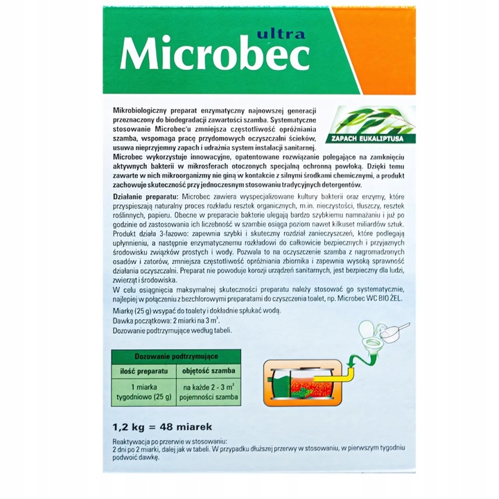 MICROBEC Preparat Do Szamb BIO Ultra Skuteczny MOCNY Silny Środek 1.2