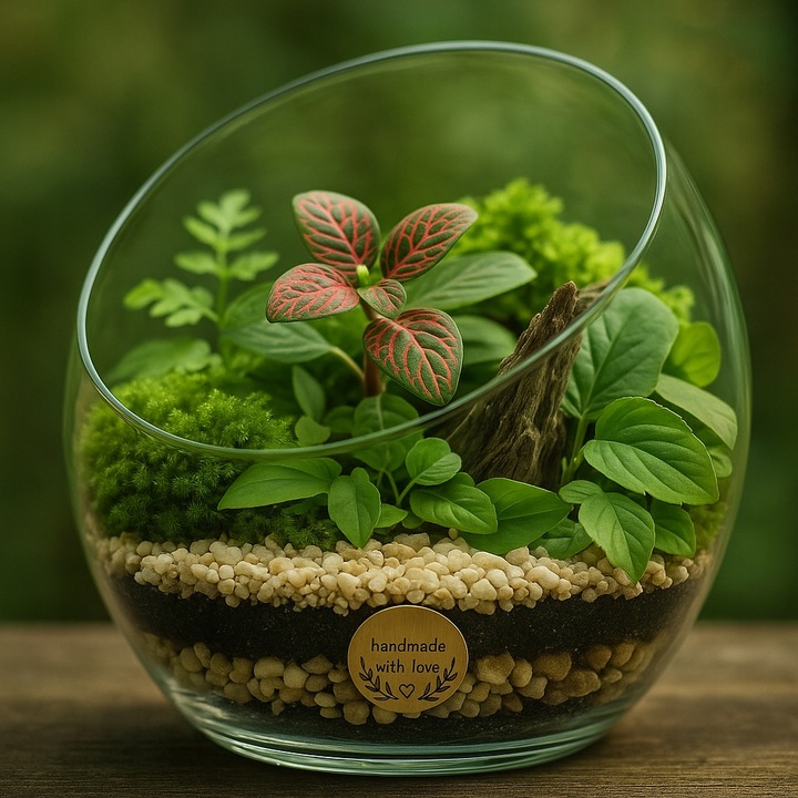 LAS W SŁOIKU SZKLE KOMPLETNY 10 elementów Z ROŚLINKĄ I KULA SŁÓJ ZESTAW