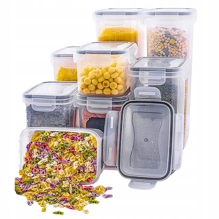 POJEMNIK SŁOIK PLASTIKOWY NA MAKARON KASZE PUDEŁKA NA ŻYWNOŚĆ 14szt