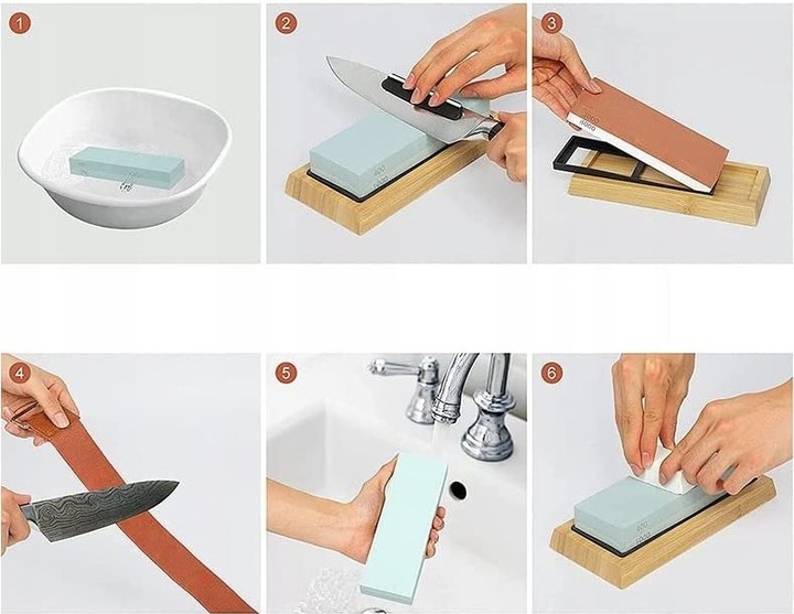 OSEŁKA DWUSTRONNA OSTRZENIE KAMIEŃ Wodny ZESTAW Ostrzałka do noży