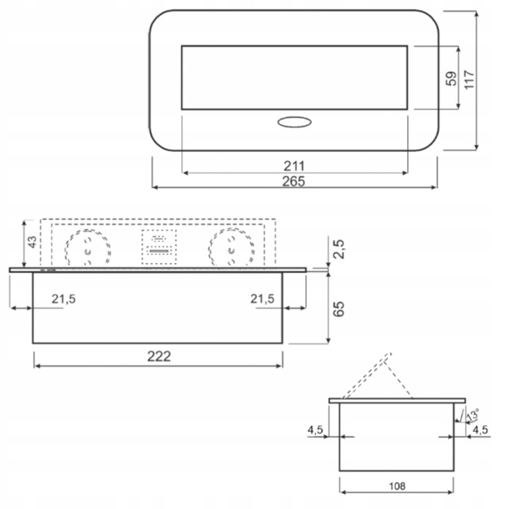 Gniazdo wpuszczane chowane w blat nablatowe USB USB-C STALOWE