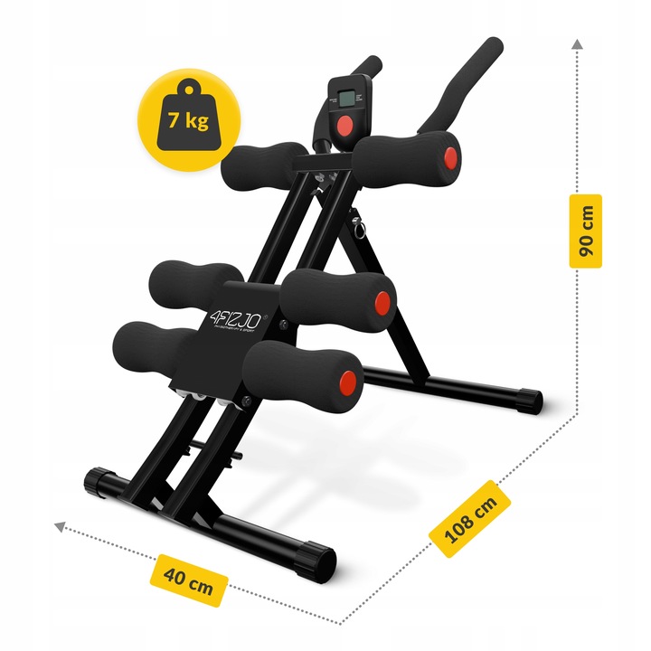 TRENAŻER MIĘŚNI BRZUCHA REGULOWANY SKŁADANY DO ĆWICZEŃ Z LICZNIKIEM 4FIZJO