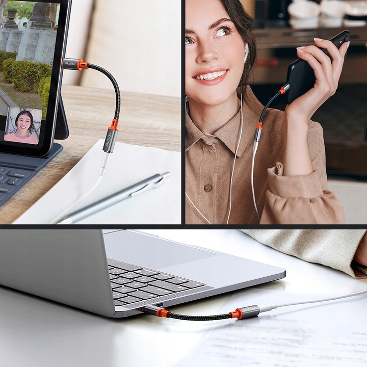 MCDODO ADAPTER USB-C MINI JACK 3,5MM PRZEJŚCIÓWKA KABEL AUX DO SAMSUNG DAC
