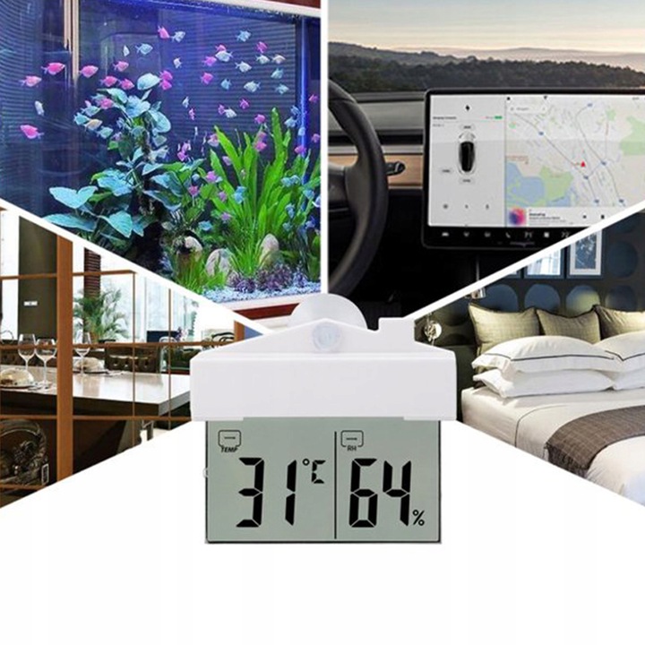 TERMOMETR ZEWNĘTRZNY WEWNĘTRZNY OKIENNY NA OKNO HIGROMETR CYFROWY °C/°F