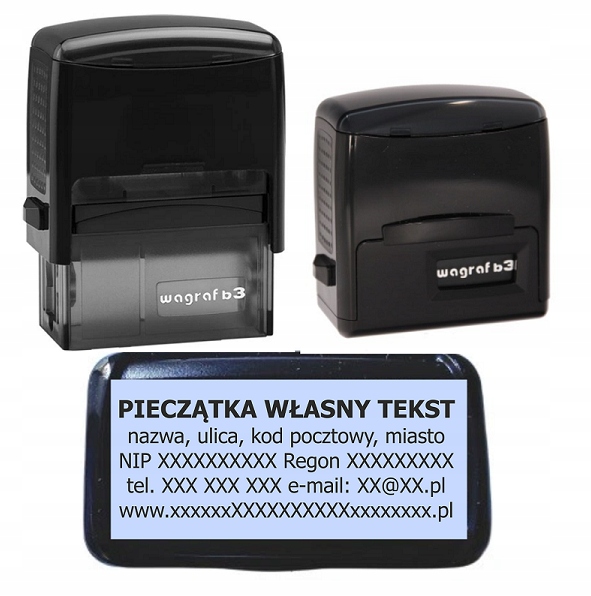 Pieczątka firmowa Wagraf B3s do 6 linii tekstu 12-kolorów obudowy