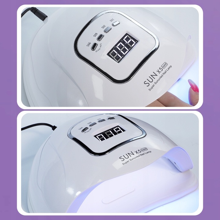 LAMPA UV DO PAZNOKCI LED 80W DO HYBRYD ŻELI MOCNA SUN X5 MAX BIAŁA LCD