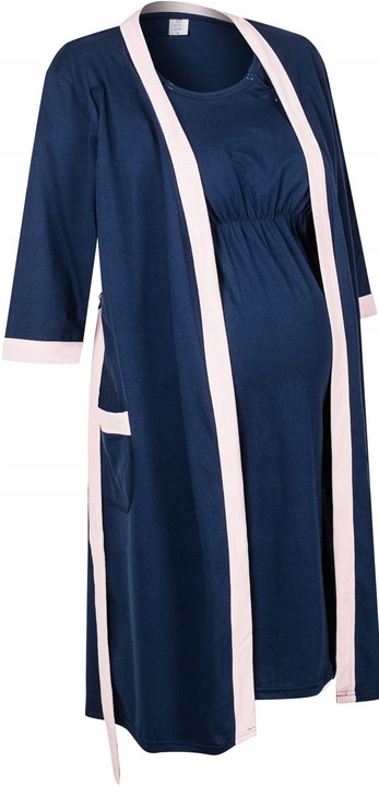 SZLAFROK CIĄŻOWY KOPERTOWY BAWEŁNIANY DO PORODU L