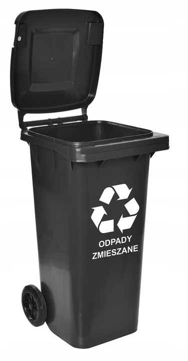KOSZ ŚMIETNIK KUBEŁ POJEMNIK NA ŚMIECI 120L ODPADY DO SEGREGACJI CZARNY