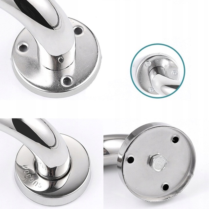 PORĘCZ UCHWYT ŁAZIENKOWY PROSTY DO WANNY DRZWI x2 CHROM POD PRYSZNIC 30CM