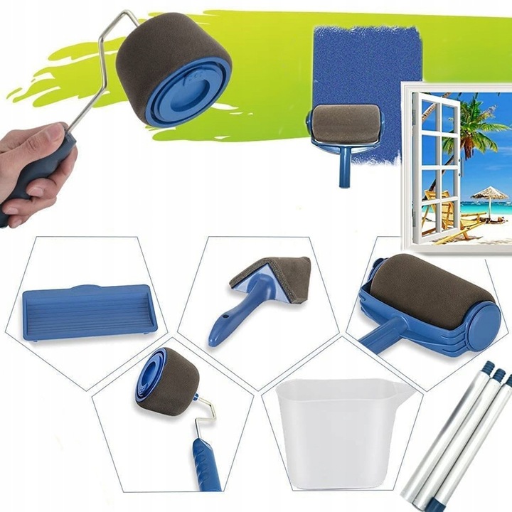 WAŁEK DO MALOWANIA SCIAN NIEKAPIĄCY UNIWERSALNY WAŁKI ZESTAW MALARSKI 5w1