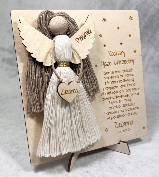 PODZIĘKOWANIE dla MATKI CHRZESTNEJ komunia ANIOŁEK MAKRAMA
