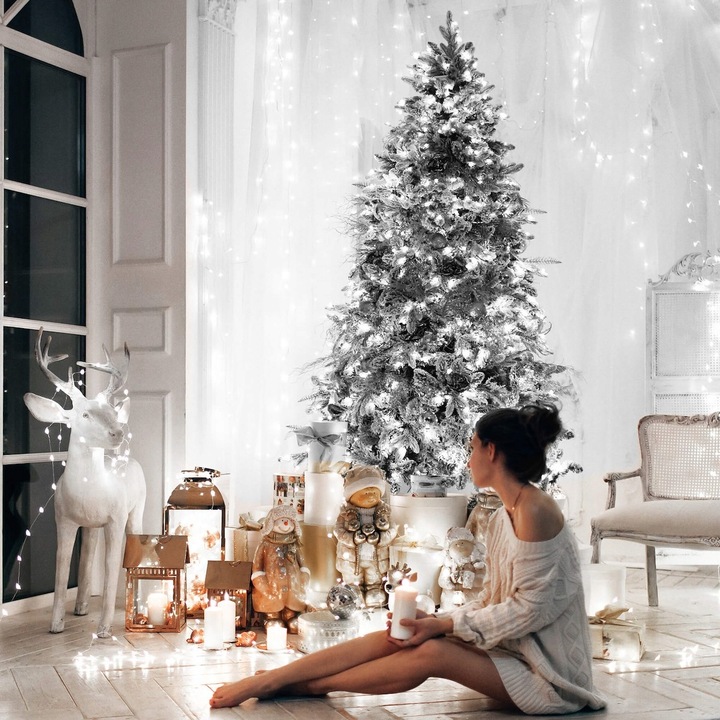 LAMPKI CHOINKOWE 300LED 20m zewnętrzne GRUBE stałe światło ZIMNE BIAŁE