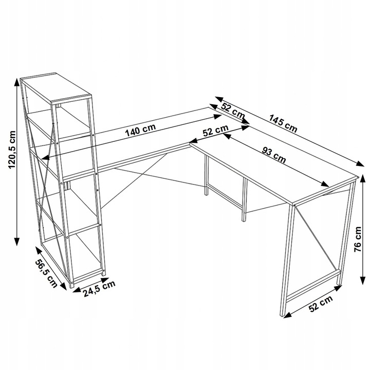 DUŻE BIURKO NAROŻNE KOMPUTEROWE DWUSTRONNE DO BIURA LOFT METALOWE