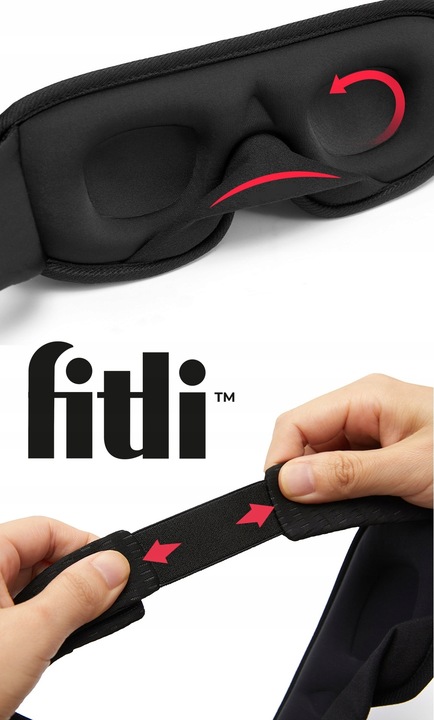 OPASKA NA OCZY DO SPANIA 3D Maska Zaciemniająca Regulowana MEMORY CZARNA