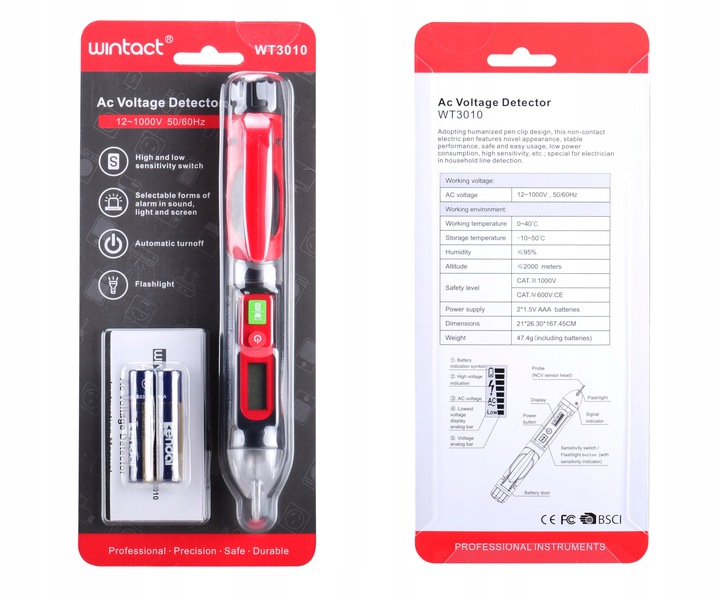 PRÓBNIK NAPIĘCIA ELEKTRYCZNEGO AC 12-1000V CZUŁY BEZDOTYKOWY TESTER OBWODU