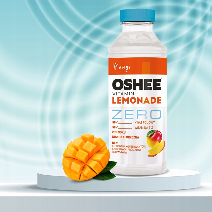 6x Napój OSHEE ZERO Vitamin Lemonade mango bez dodatku cukru 555 ml