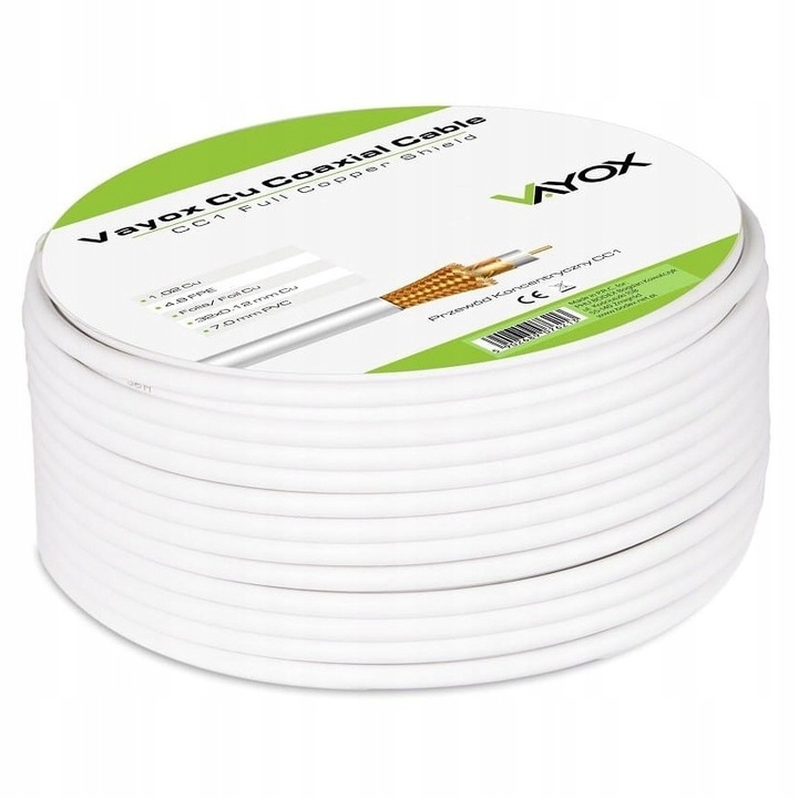 KABEL KONCENTRYCZNY PRZEWÓD ANTENOWY DO TV SAT DVB-T2 MIEDŹ CU 4K