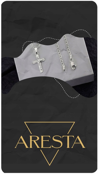 ŁAŃCUSZEK Z KRZYŻYKIEM KRZYŻ SREBRNY 925 DŁUGOŚĆ 55cm SPLOT GUCCI PUDEŁKO