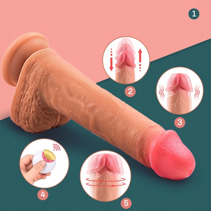 realistyczne dildo Analne wibrator z pilotem 21.5cm, 8 wibracji i 6 pchnięć