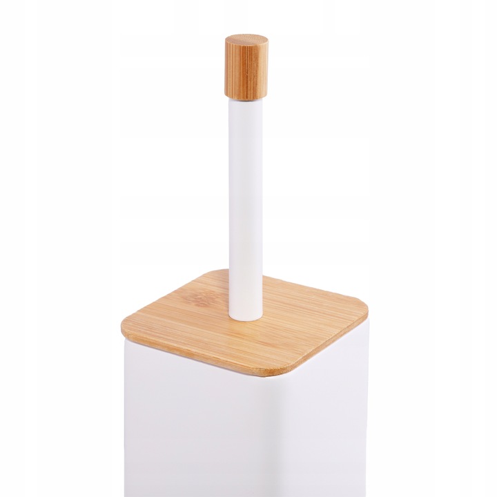 Szczotka do WC łazienki biała wysoka zamknięta z bambusem loft YOKA