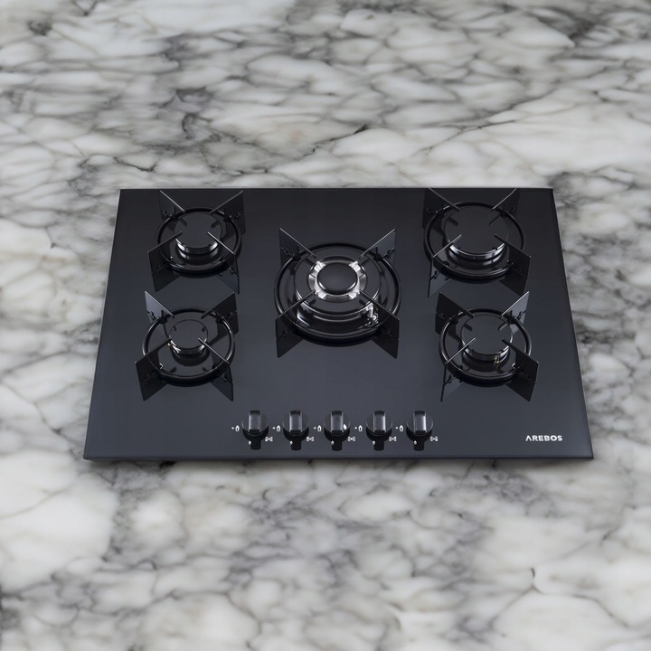 Arebos - Płyta gazowa | Szkło | 5 Palnik