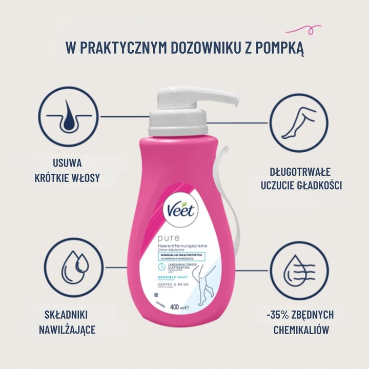 VEET Krem do depilacji skóra wrażliwa 400 ml Nawilżający z Aloesem