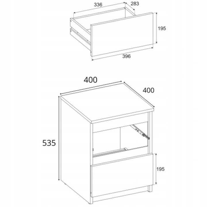 SZAFKA NOCNA DĄB SONOMA 40 CM 2 SZUFLADY DUŻY STOLIK NOCNY NAKASTLIK