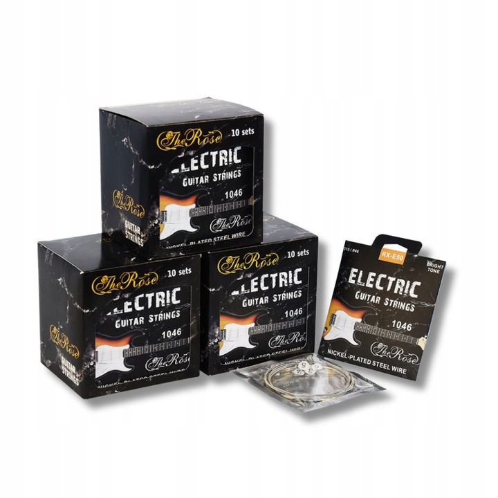 PROFESJONALNE STRUNY DO GITARY ELEKTRYCZNEJ NIKLOWANE THE ROSE RX-E50