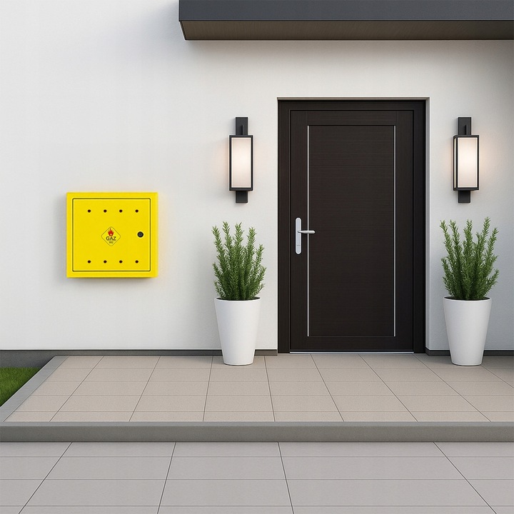 SKRZYNKA GAZOWA 60x60x25 SZAFKA STANDARD NA ZAWÓR GAZ KOLOR ŻÓŁTY