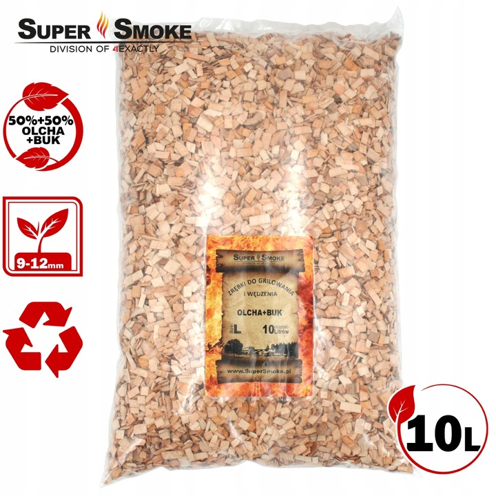Zrębki Wędzarnicze Super Smoke OLCHA+BUK KL-10 (9-12mm) Large 10