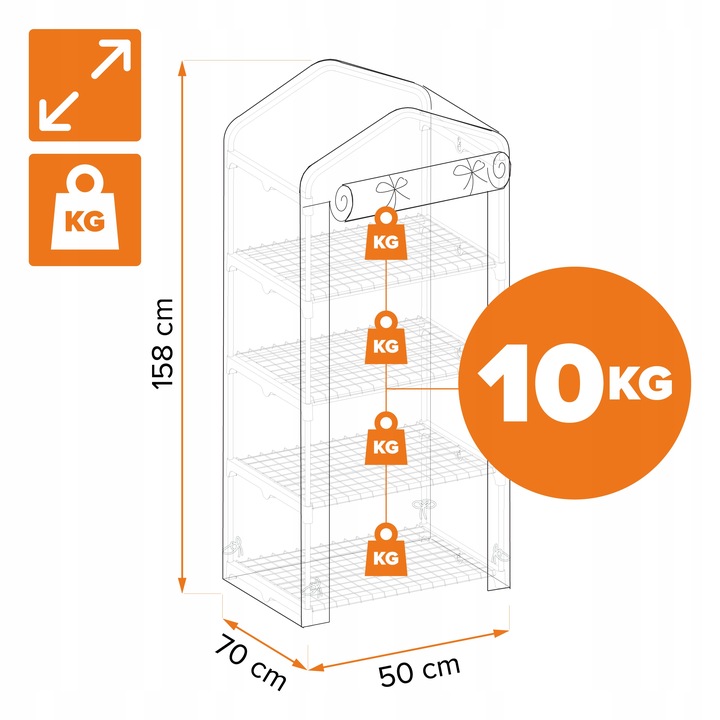 MINI SZKLARNIA 4 PÓŁKI OGRODOWA I BALKONOWA TUNEL - KALMIA I PRZEZROCZYSTA