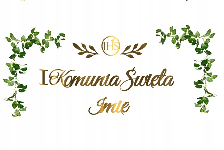 Balony dekoracje liście na KOMUNIĘ TOPPER + IMIĘ