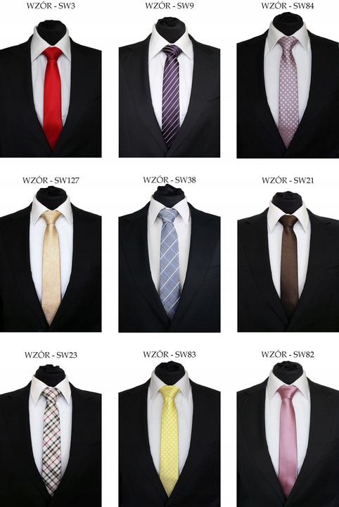 KRAWAT ŚLEDŹ ŚLEDZIK WĄSKI 6 cm - DUŻO WZORÓW
