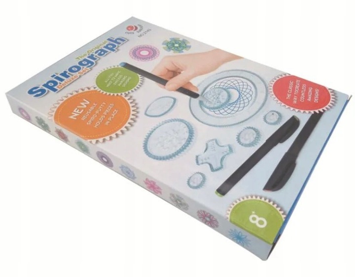 SPIROGRAF KREATYWNY ZESTAW DO RYSOWANIA WZORÓW XXL SZABLONY PISAKI KARTKI